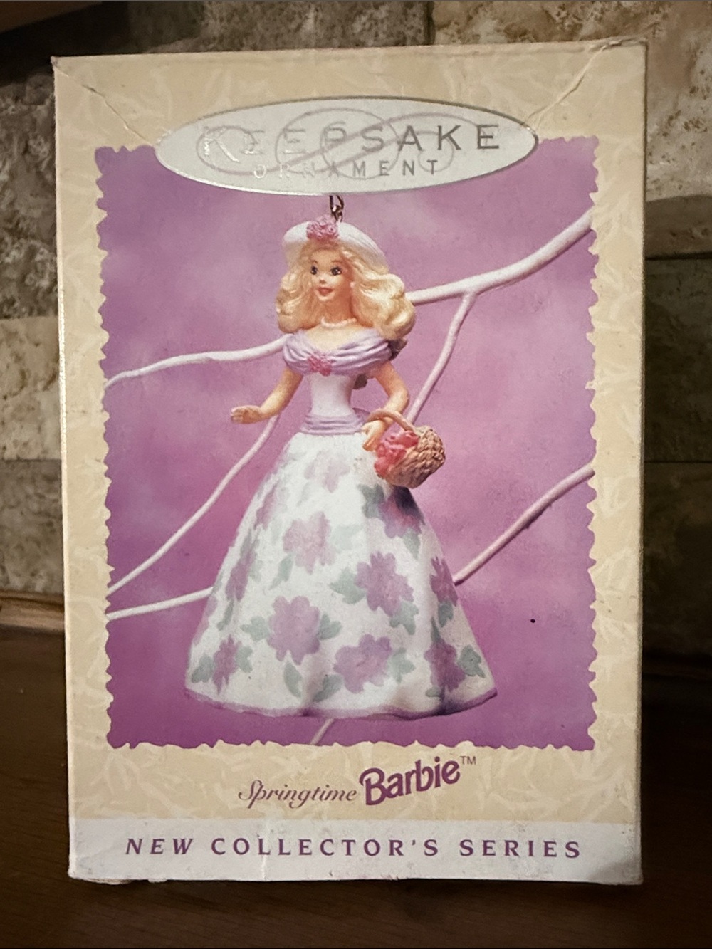 Hallmark Springtime Barbie Ornament in Pink and White